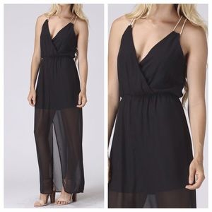 Solid Black Maxi with Slit