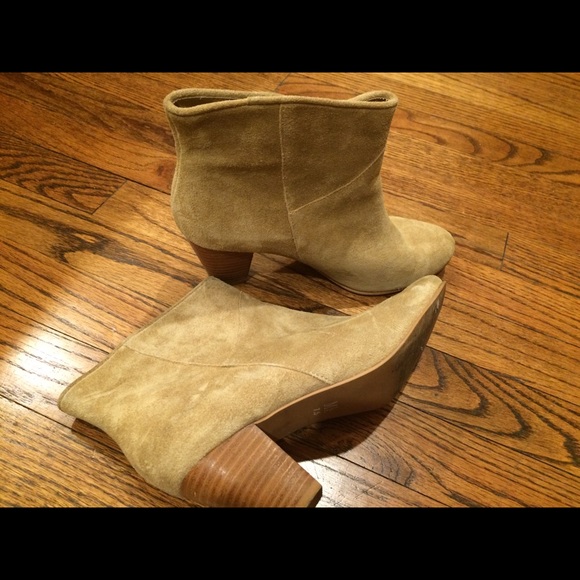 Brown suede booties.