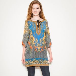 Silk boho tunic in beautiful print