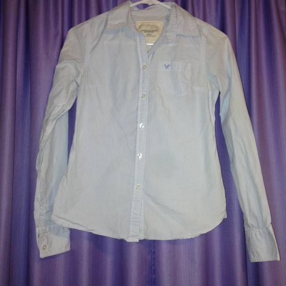 Blue stripe button down shirt!
