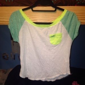 Green Yellow & White Crop Top
