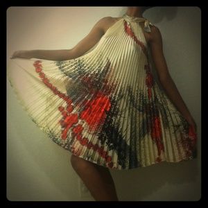 Vintage floral print Dress with accordion pleats