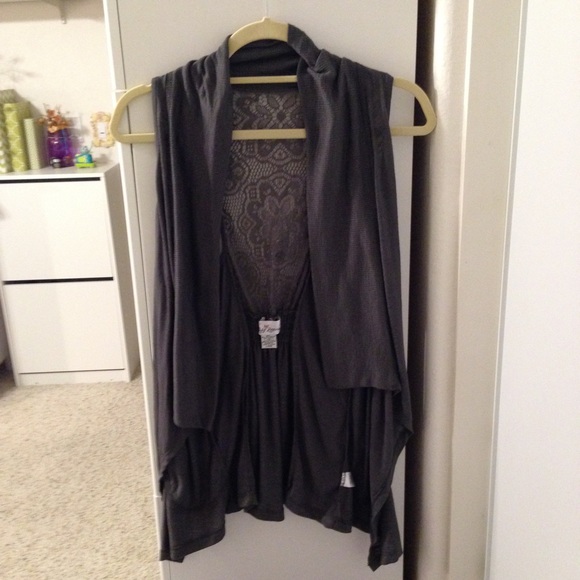 Gray vest with lace back