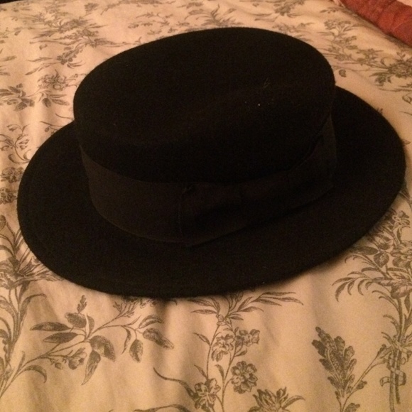 Black flat top hat