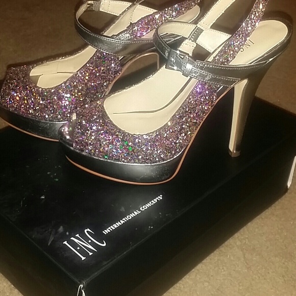INC sparkle heels