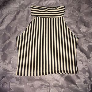 Cotton Spandex Sleeveless Turtleneck Crop Top