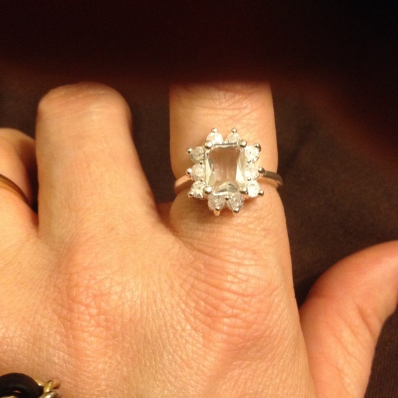 Sterling silver size 8 White Topaz ring