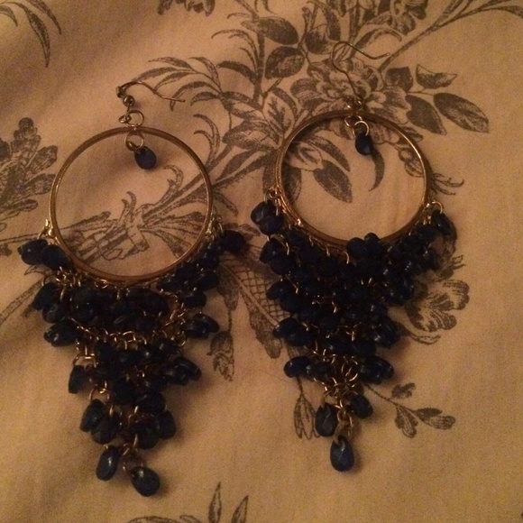 Navy blue beaded earrings