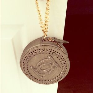 Bebe Round Clutch with Chain Wristlet