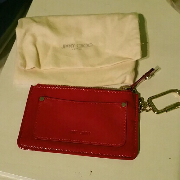 Jimmy Choo patent leather & leather red coin purse
