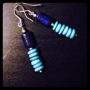Sterling silver earrings with turquoise & lapis