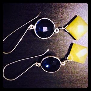 London blue Quartz & lemon jade SS .925 earrings