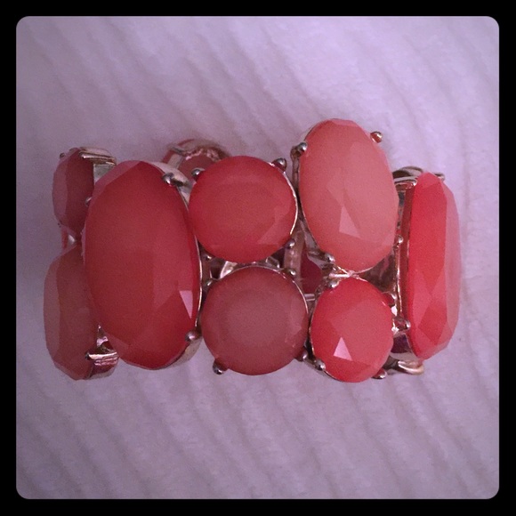 Coral beaded cuff