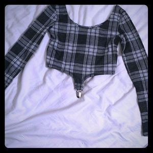 Unif plaid crop top with clips
