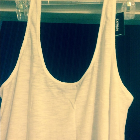 NWT Express white slub tank with fringe - Picture 3 of 3