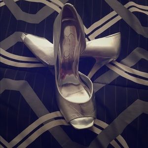 Jessica Simpson Silver Leather Heels!