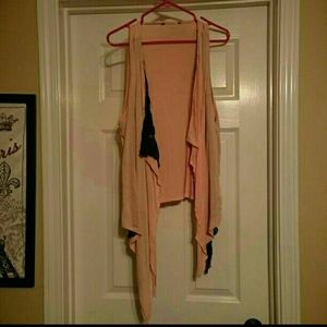Peach lace sleeveless cardigan