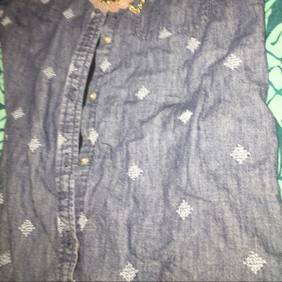 Almost-Denim Embroidered Button-Down - Picture 2 of 3