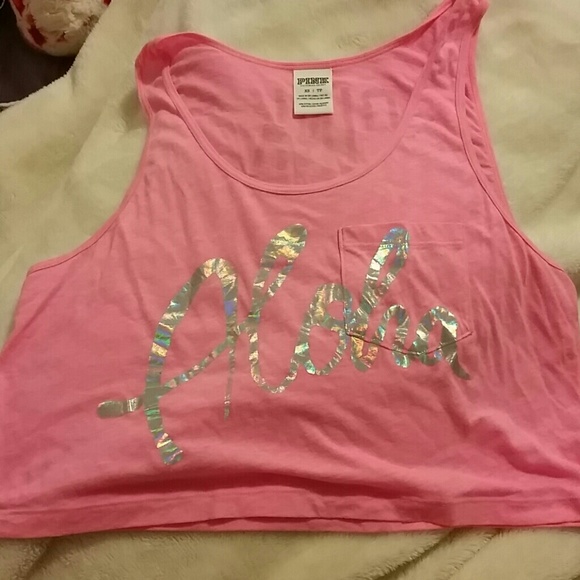 VS PINK neon pink crop tank