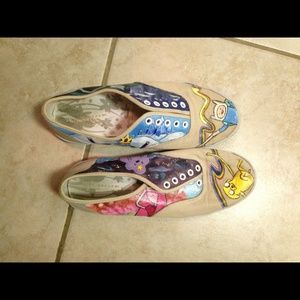 custom adventure time tan slip on shoes