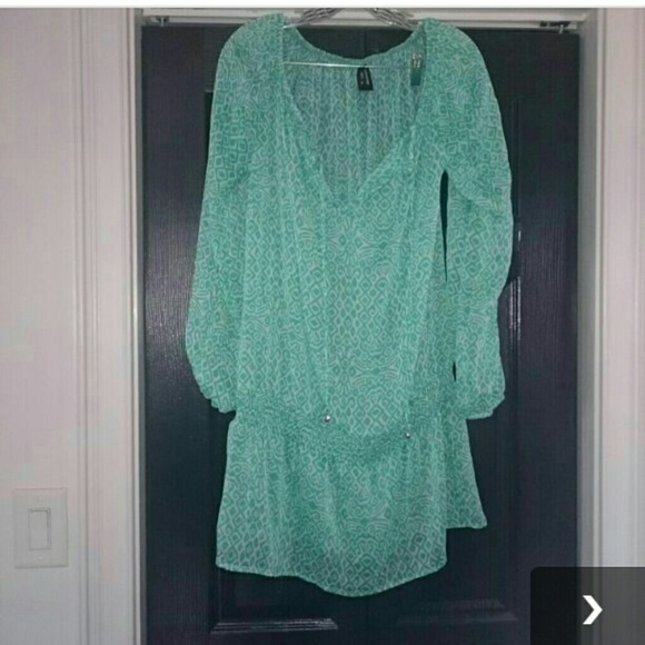 Teal and white blouse