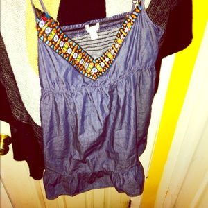 Demin tank top with pretty print