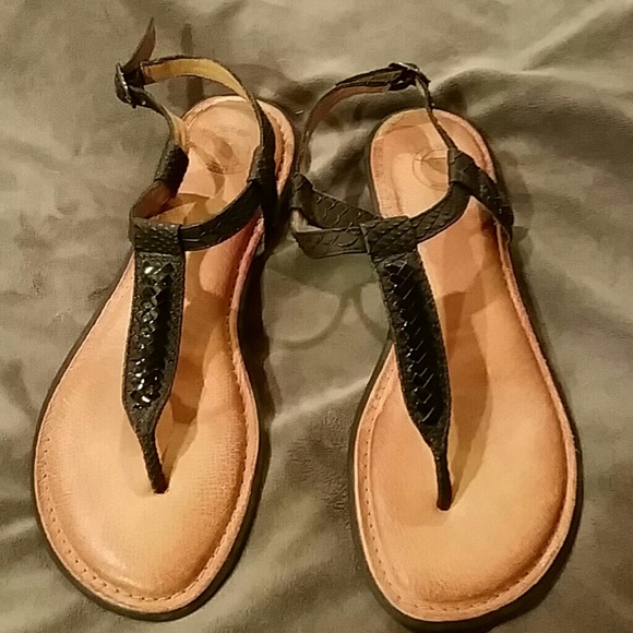 Nurture black snake skin print sandals