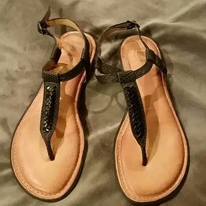 Nurture black snake skin print sandals