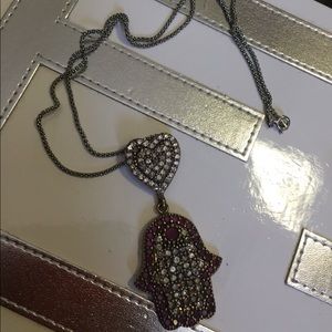 Swarovski Hamsa sterling silver necklace
