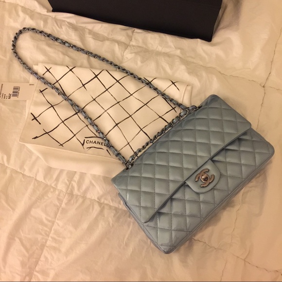 Chanel M/L Classic Double Flap - Blue Patent - Picture 2 of 4
