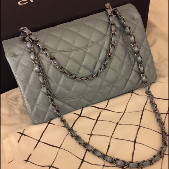 Chanel M/L Classic Double Flap - Blue Patent - Picture 3 of 4