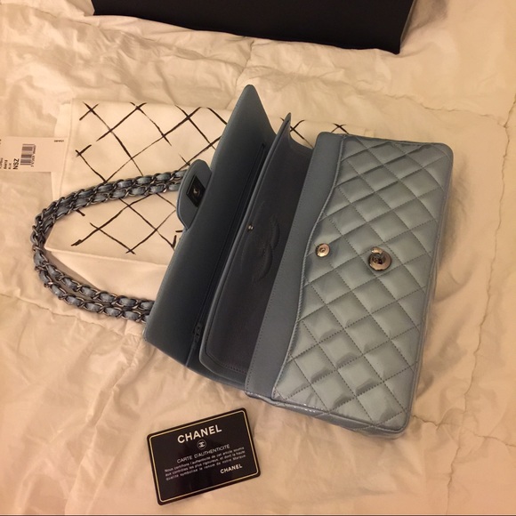 Chanel M/L Classic Double Flap - Blue Patent - Picture 4 of 4