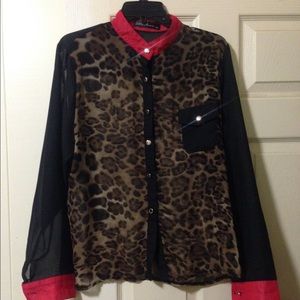 Leopard chiffon top