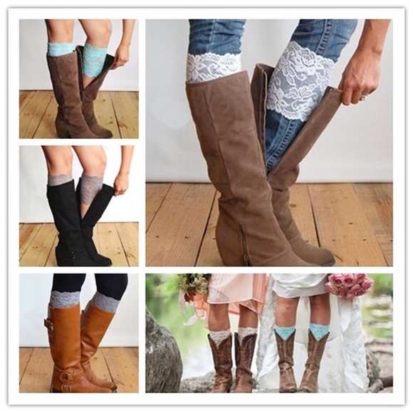 Lace boot cuffs - bundle of three pairs