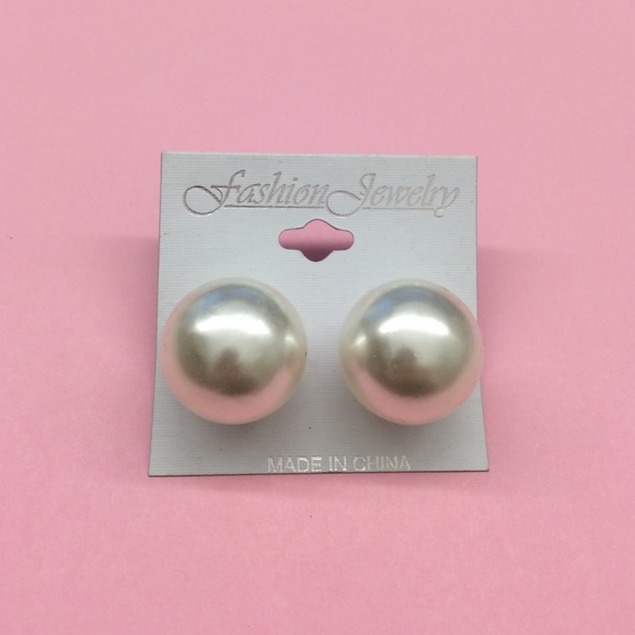 Brand New Large Faux Pearl Studs