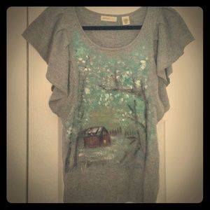 Anthropologie Sweater, Hand Painted Scenery