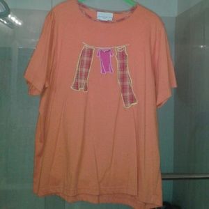 Susan Grover/Style Orange tee w/embroidered pics