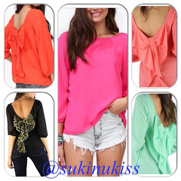Tops - Out of stock!! 😉🎀Bow on Back Chiffon Top🎀