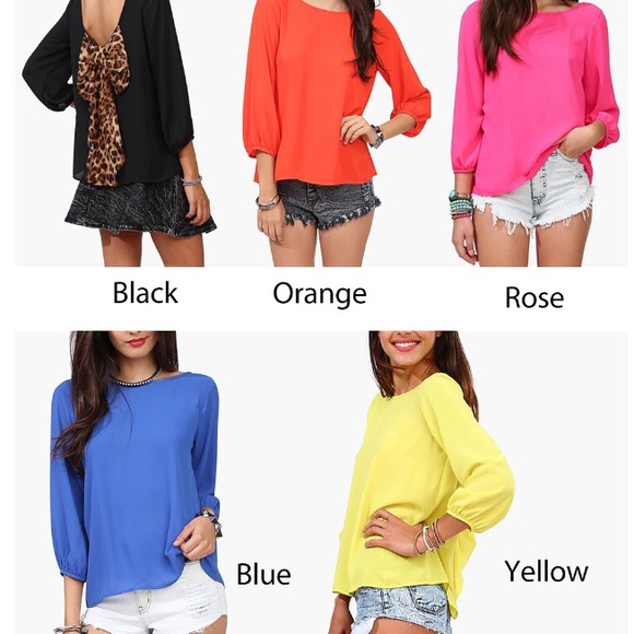 Out of stock!! 😉🎀Bow on Back Chiffon Top🎀 - Picture 3 of 4