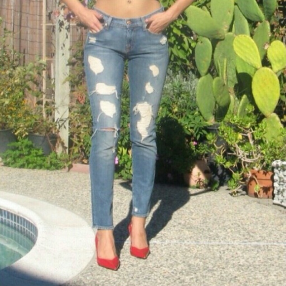 7FAM ripped slim cigarelle jeans