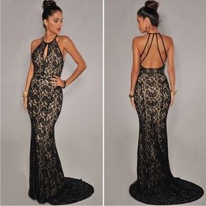 HotMiamiStyles Black & Nude Lace Dress