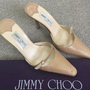 Jimmy Choo slip-ons w/ heel replacement tips
