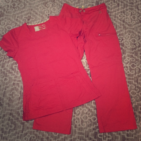 Antidote futuristic red scrub set