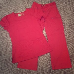 Antidote futuristic red scrub set