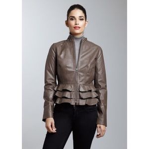 Faux Letter Red Ruffle Bottom Jacket