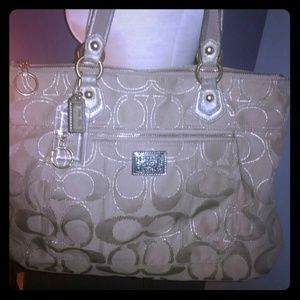 Coach Poppy Metallic Signature Tote