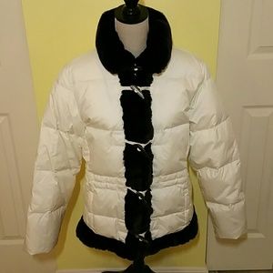 Charter Club cream puffer jacket SZ L