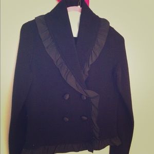 Black extra fine merino wool blazer