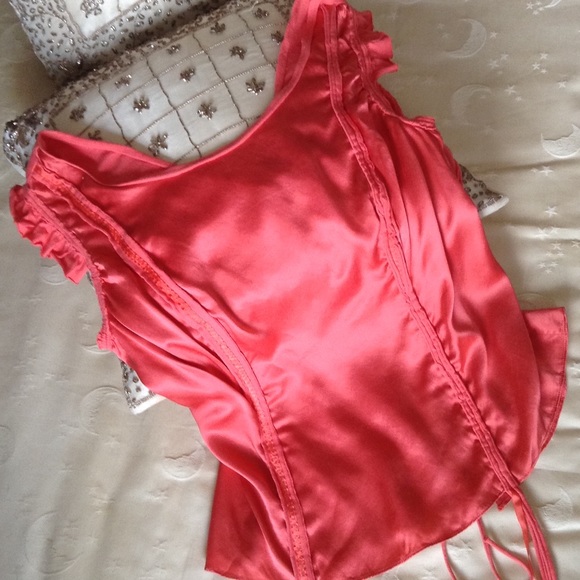Silk coral top cut out back REDUCED