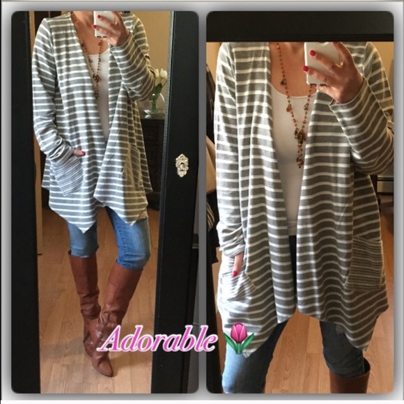 Cable & Gauge Tops - For Linda🌷open striped cardigan